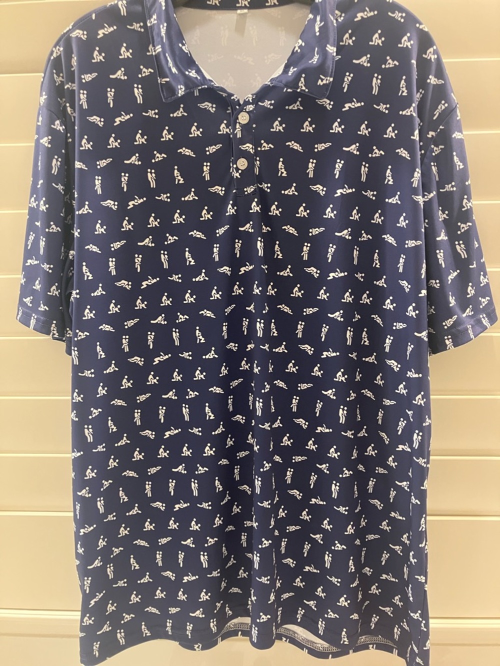 Mens Naughty Navy Blue Short-Sleeve Polo Shirt